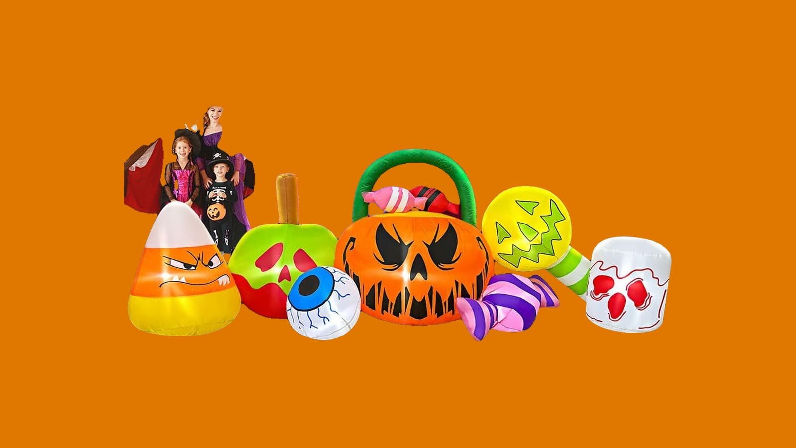 10 ft Halloween Inflatable Pumpkin and Ghost Combo