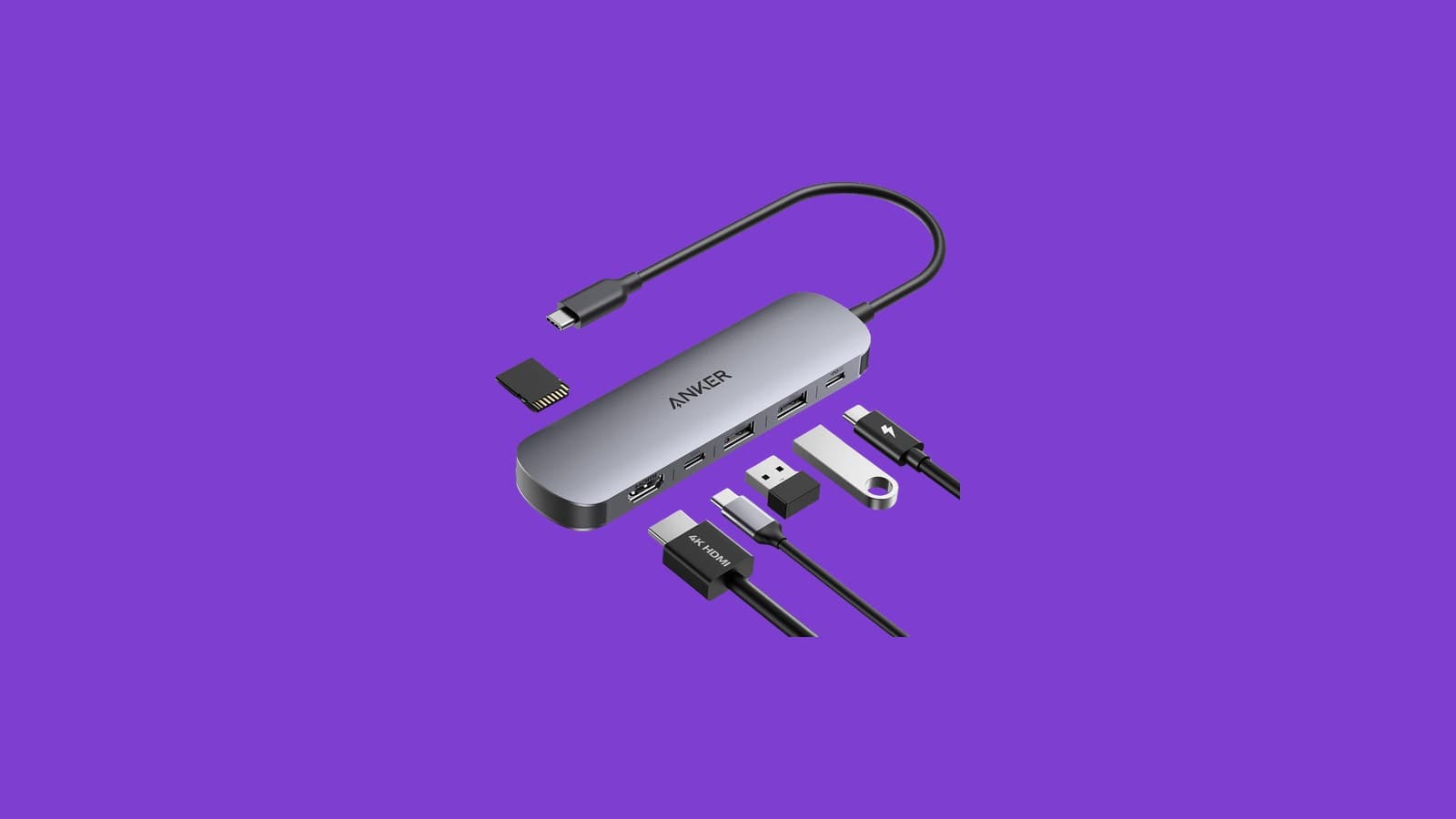 Anker USB-C Hub, 7-in-1 Multi-Port Adapter with SD and microSD Card Reader