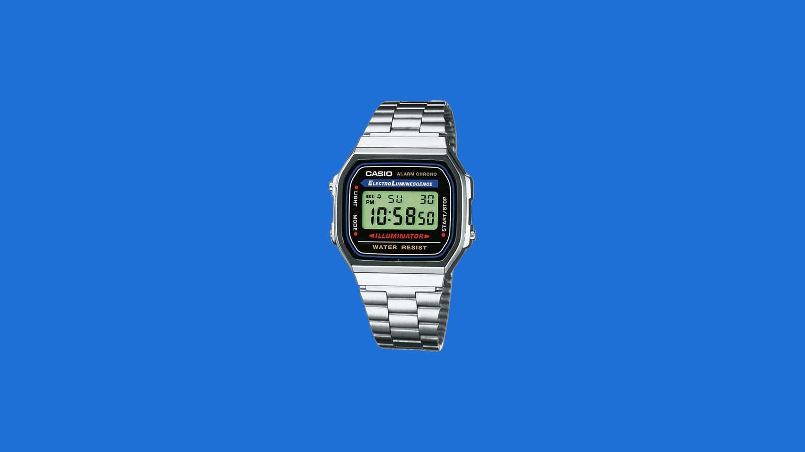 Casio A168WA-1 Illuminator Stainless Steel Digital Watch