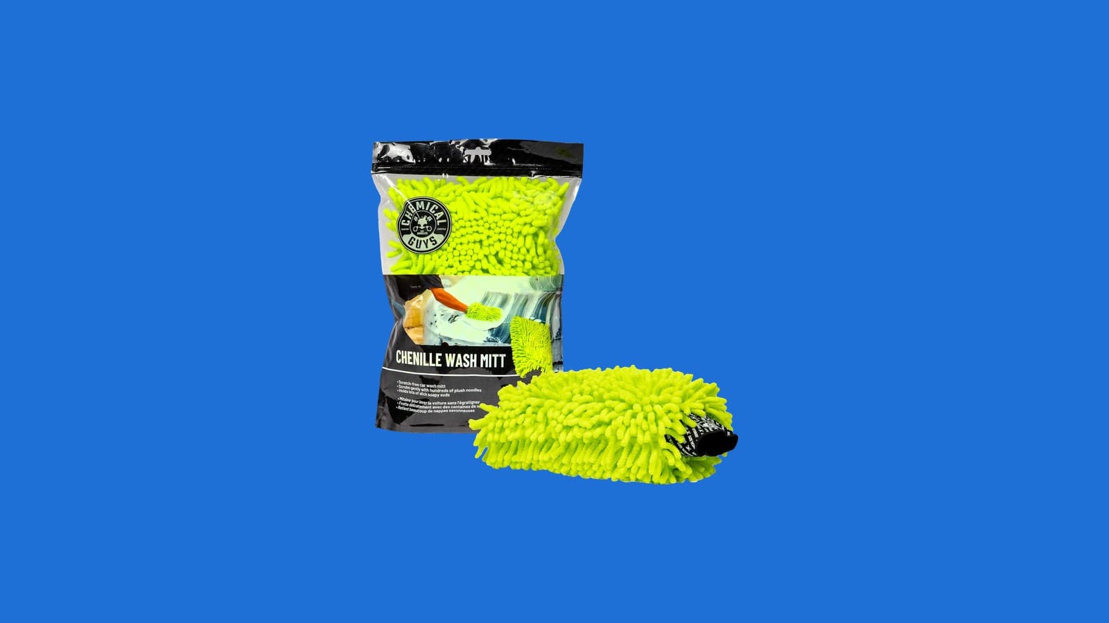 Chemical Guys Chenille Microfiber Wash Mitt for Cars, Lime Green, Single (MIC493)