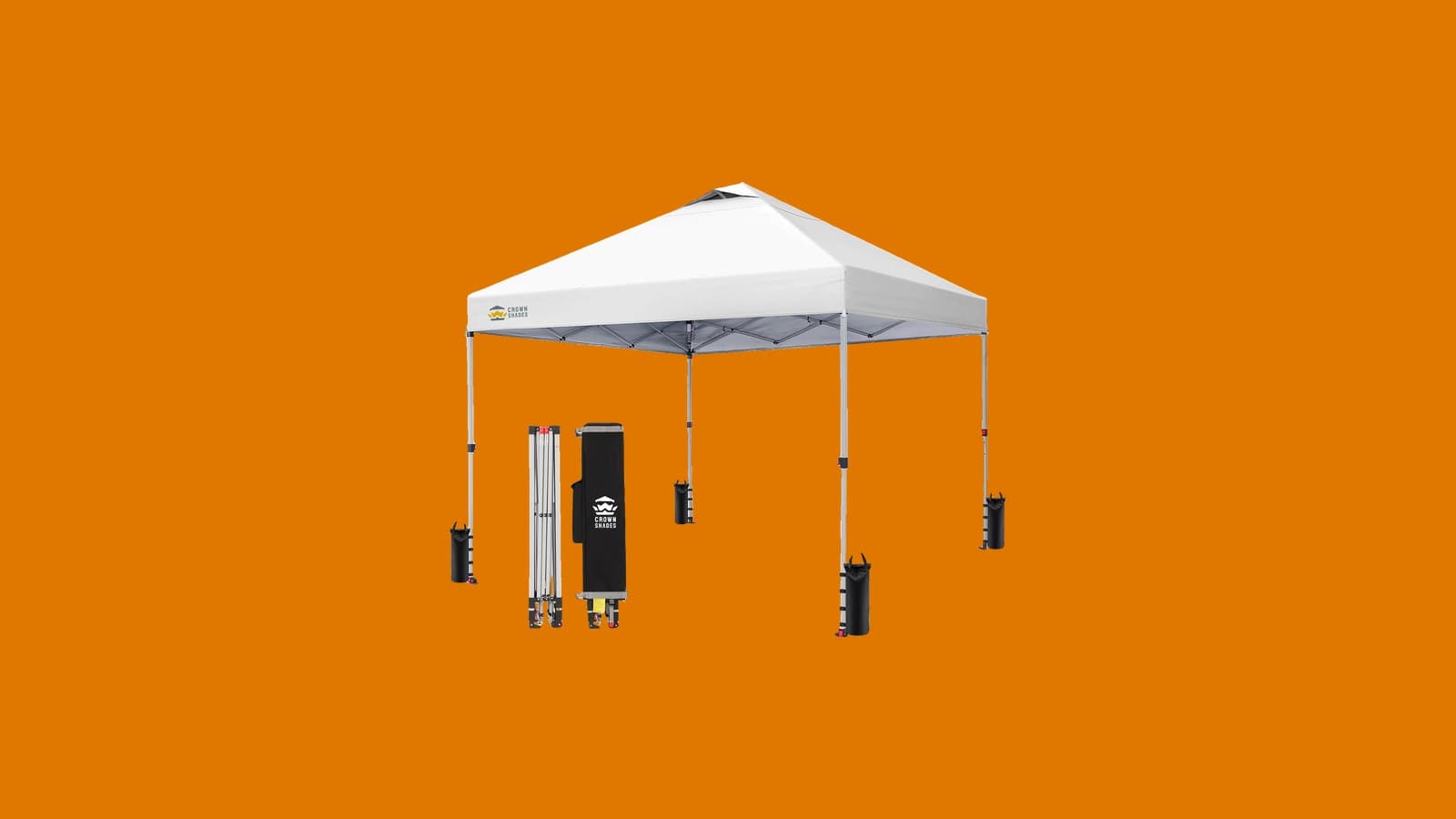 CROWN SHADES 10x10 Pop Up Canopy Tent with One Push Setup, Grid White