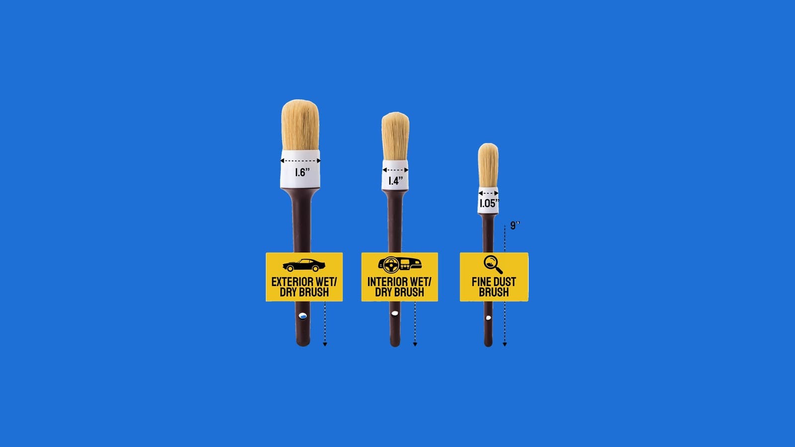 Detail Dudes Car Detailing Brush Set, 3 Piece