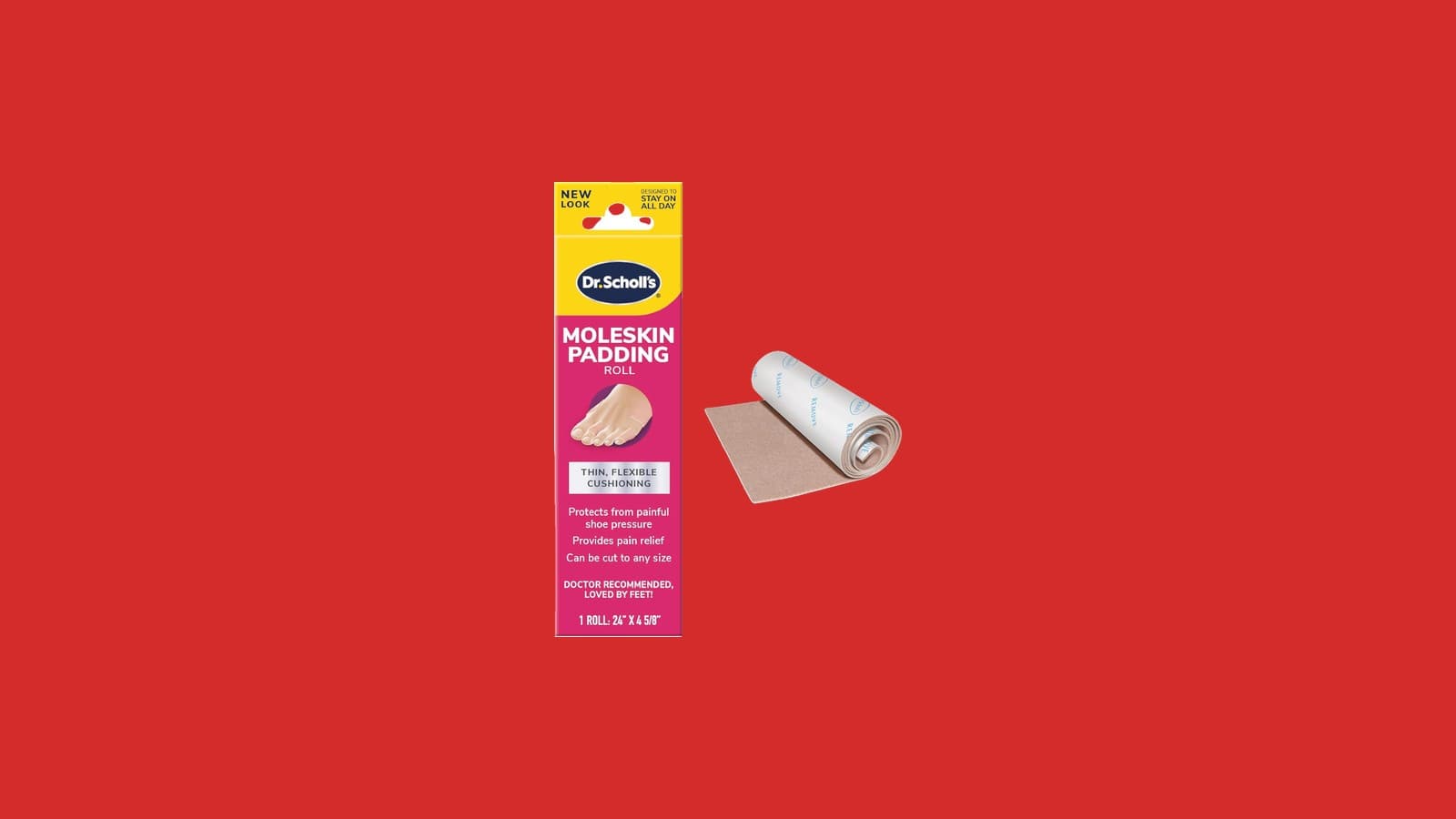 Dr. Scholl's Moleskin Padding Roll, 24 in x 4 5/8 in