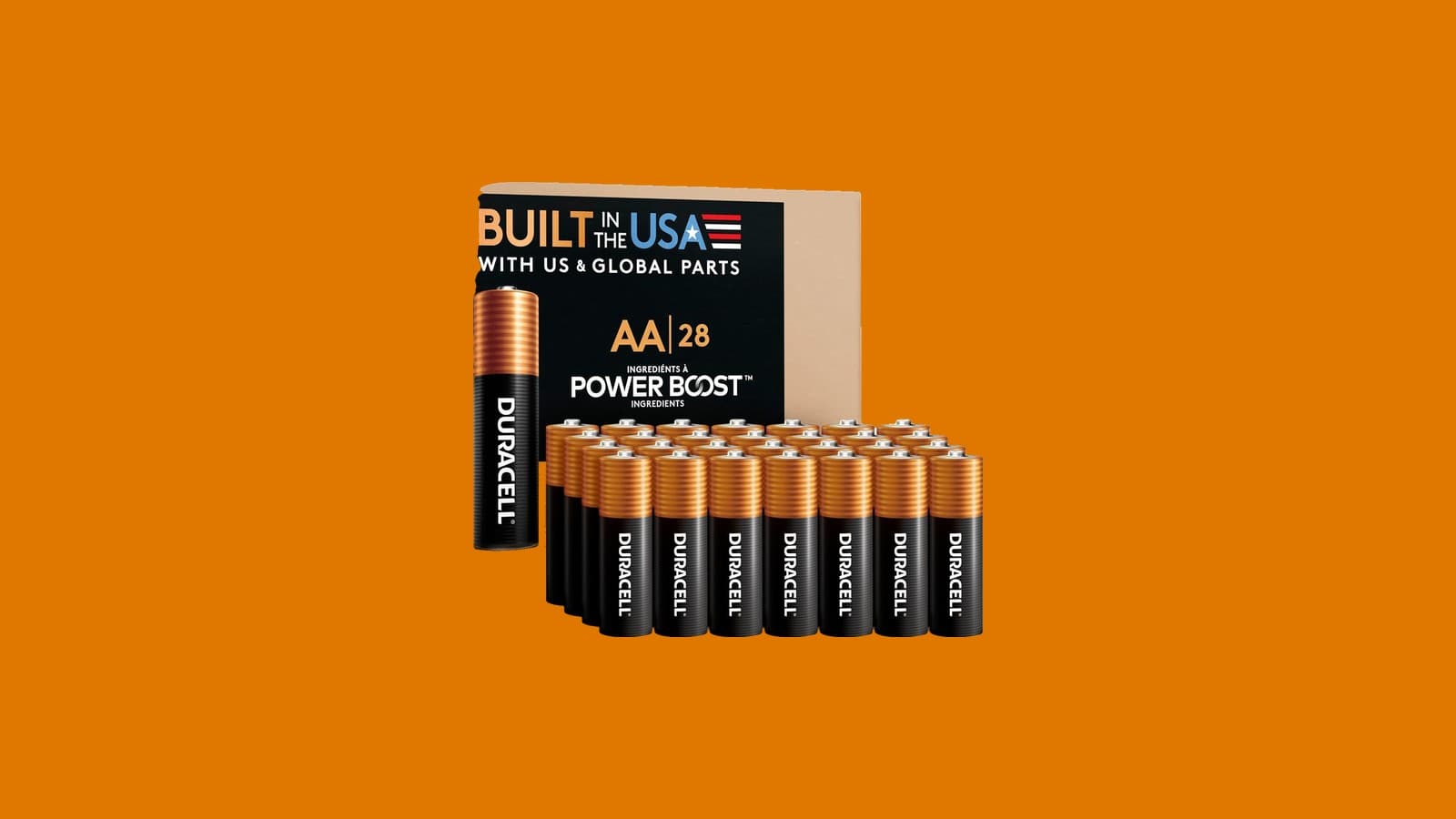 Duracell Coppertop AA Batteries, 28 Count, 12-Year Shelf Life, Storage Tray