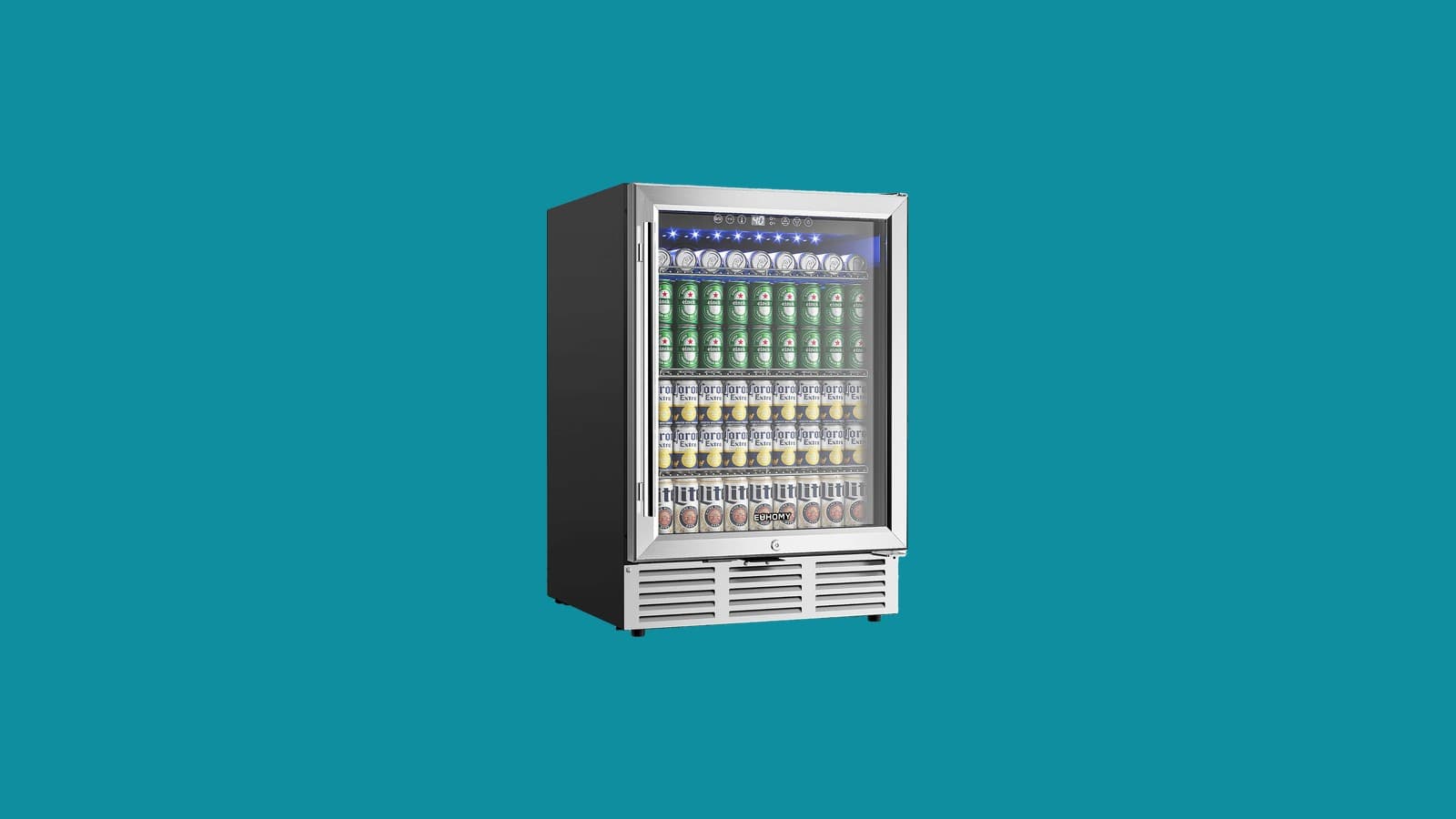 EUHOMY 24 Inch Beverage Refrigerator, 180 Can