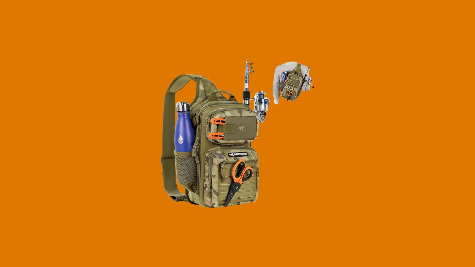 KastKing Blowbak Fishing Sling Bag with Rod Holder