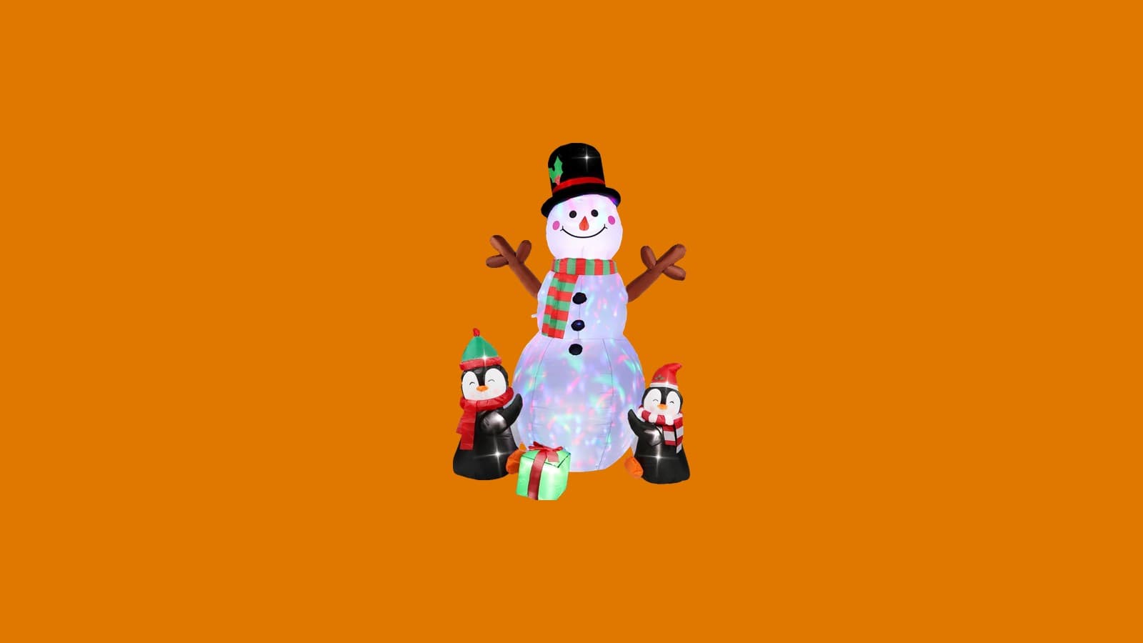 OurWarm 6 ft Inflatable Snowman with Penguins