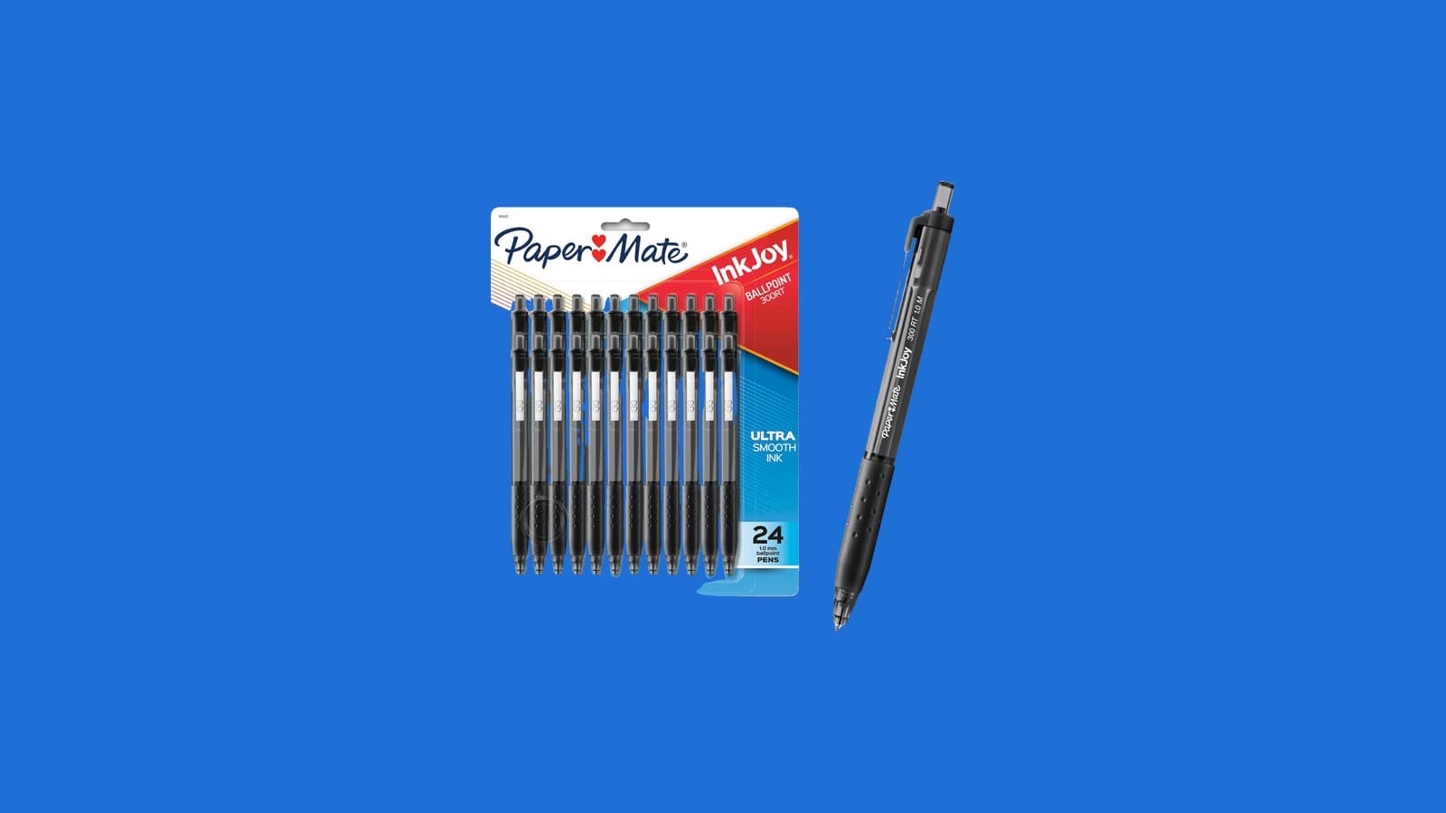 Paper Mate InkJoy 300RT Retractable Ballpoint Pens, Medium Point 1.0mm, Black, 24 Count