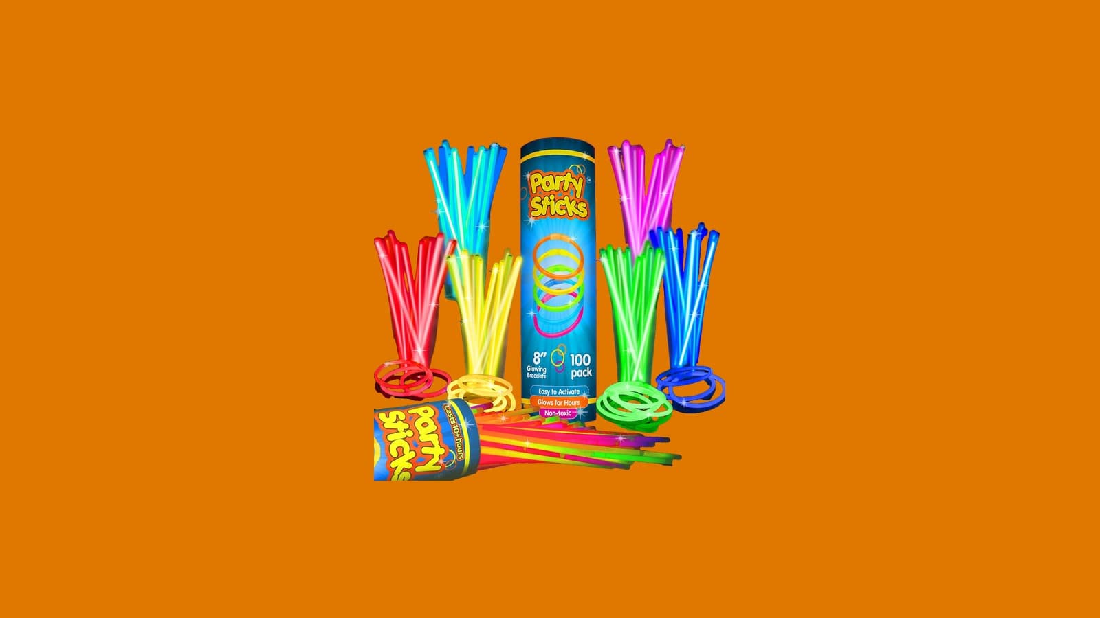 PartySticks Glow Sticks 100 Pack with Connectors