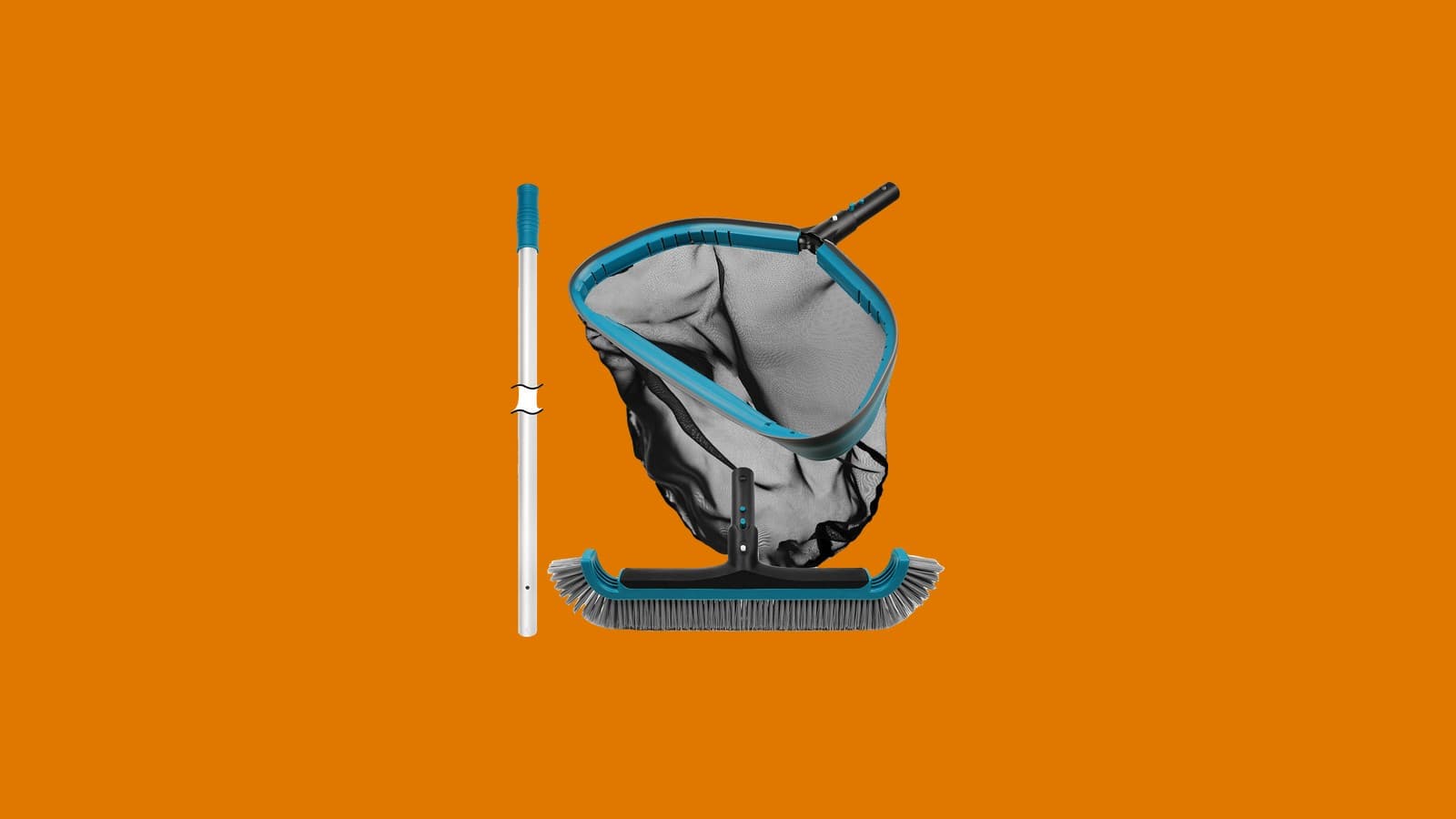 Pool Skimmer Rake Kit with 10.5 ft Pole and Brush